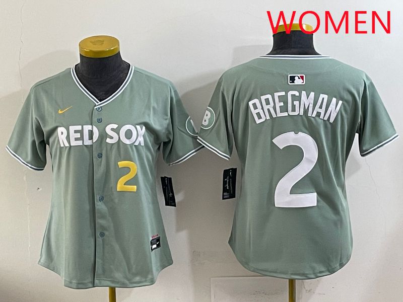 Women 2025 Boston Red Sox 2 Bregman Green Joint Name Nike MLB Jersey style 5